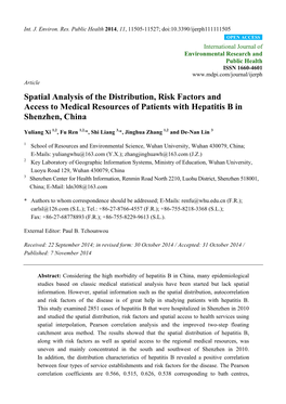 Spatial Analysis of the Distribution, Risk Factors and Access to Medical Resources of Patients with Hepatitis B in Shenzhen, China