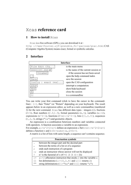 Xcas Reference Card