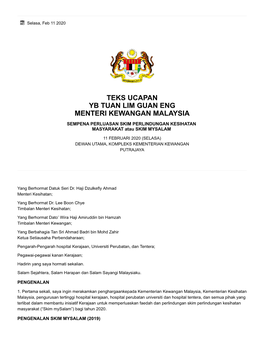 Teks Ucapan Yb Tuan Lim Guan Eng Menteri Kewangan Malaysia