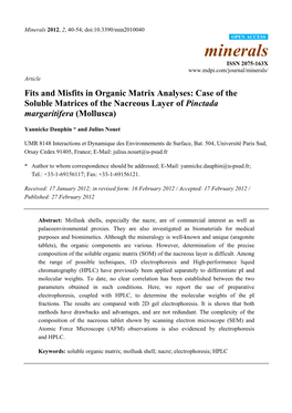 Fits and Misfits in Organic Matrix Analyses: Case of the Soluble Matrices of the Nacreous Layer of Pinctada Margaritifera (Mollusca)