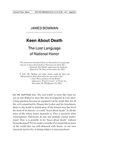 Keen About Death: the Lost Language of National Honor