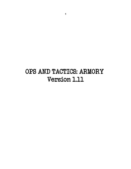 OPS and TACTICS: ARMORY Version 1.11 2