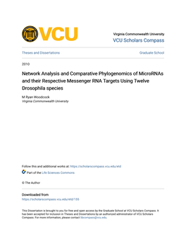 Network Analysis and Comparative Phylogenomics of Micrornas and Their Respective Messenger RNA Targets Using Twelve Drosophila Species