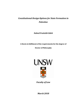 Constitutional-Design Options for State Formation in Palestine Faculty