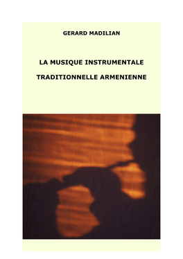 La Musique Instrumentale Traditionnelle Armenienne