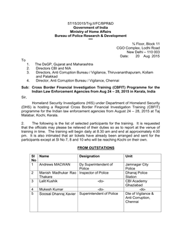 57/15/2015/Trg.II/FC/BPR&D Government of India Ministry Of