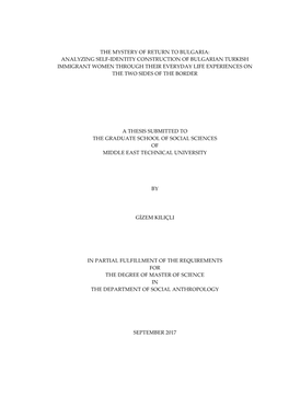 Analyzing Self-Identity Construction of Bulgarian Turkish Immigrant Women Through Their Everyday Life Experiences on the Two Sides of the Border