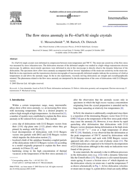 The Flow Stress Anomaly in Fe–43At%Al Single Crystals