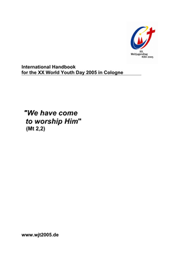 International Handbook for the XX World Youth Day 2005 in Cologne