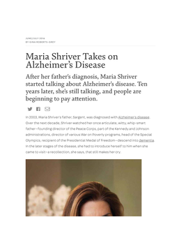 Maria Shriver Takes on Alzheimer's Disease