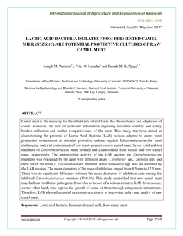 International Journal of Agriculture and Environmental Research