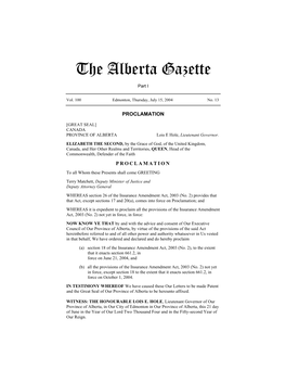 The Alberta Gazette