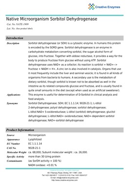 Native Microorganism Sorbitol Dehydrogenase Cat