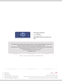 Redalyc.Polymerase Chain Reaction Assay and Conventional Isolation Of