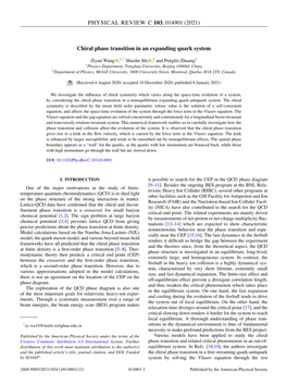 (2021) Chiral Phase Transition in an Expanding Quark System