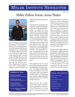 Fall 2007 Miller Fellow Focus: Jesse Thaler