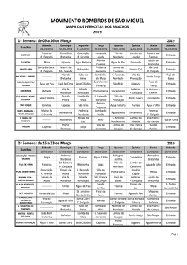 Movimento Romeiros De São Miguel Mapa Das Pernoitas Dos Ranchos 2019