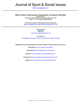 Journal of Sport & Social Issues