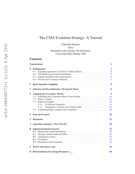 CMA-ES the Summary: Algorithm A