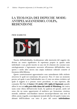 La Teologia Dei Depeche Mode: Antipelagianesimo, Colpa, Redenzione