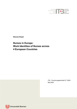 Work Identities of Nurses Across 4 European Countries