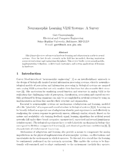 Neuromorphic Learning VLSI Systems: a Survey