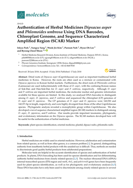 Authentication of Herbal Medicines Dipsacus Asper