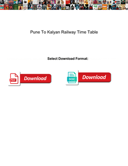 Pune to Kalyan Railway Time Table