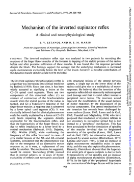 Mechanism of the Inverted Supinator Reflex a Clinical and Neurophysiological Study