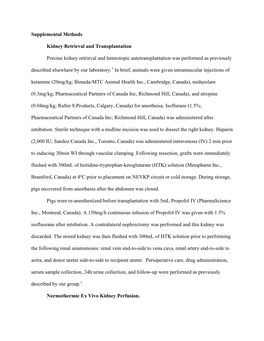 Supplemental Methods Kidney Retrieval and Transplantation