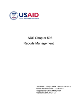 ADS Chapter 506 Reports Management