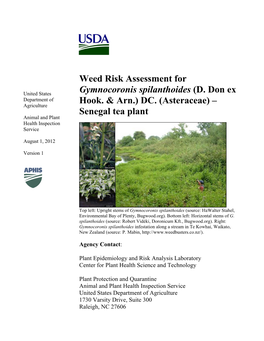 Weed Risk Assessment for Gymnocoronis Spilanthoides