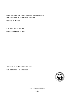 Water-Quality Data for Sauk Lake and Tributaries Near Sauk Centre, Minnesota, 1988-89