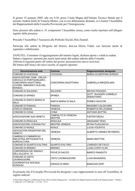 Il Giorno 15 Gennaio 2005, Alle Ore 9.30, Preso L'aula Magna Dell'istituto Tecnico Statale Per Il Turismo Andrea Gritti Di V