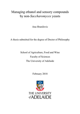 Managing Ethanol and Sensory Compounds by Non-Saccharomyces Yeasts