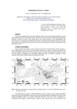 Seismology in Greece: a Report