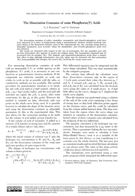 The Dissociation Constants of Some Phosphorus(V) Acids