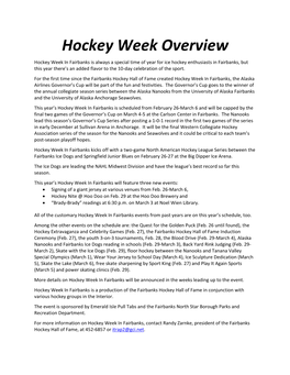 Hockey Week Overview
