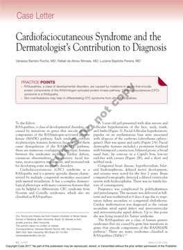 Cardiofaciocutaneous Syndrome and the Dermatologist's Contribution To
