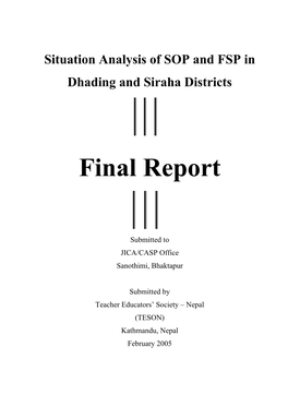 Situation Analysis of SOP and FSP in Dhading and Siraha Districts Final