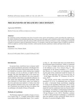 Mechanisms of Death by Crucifixion