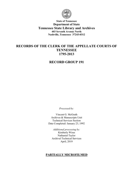 Clerk of the Appellate Courts of Tennessee Records, 1795-2013