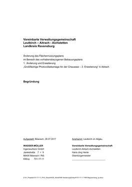 Vereinbarte Verwaltungsgemeinschaft Leutkirch – Aitrach - Aichstetten Landkreis Ravensburg