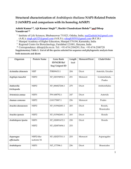 Structural Characterization of Arabidopsis Thaliana NAP1-Related Protein 2 (Atnrp2) and Comparison with Its Homolog Atnrp1