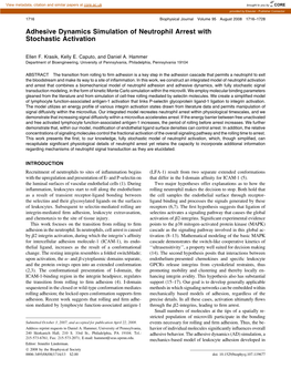 Adhesive Dynamics Simulation of Neutrophil Arrest with Stochastic Activation