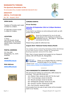 Wangaratta Family History Society Inc