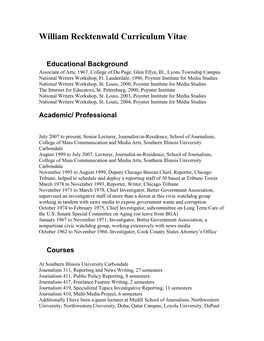 William Recktenwald Curriculum Vitae