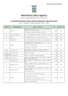 Classificazione Rete Stradale