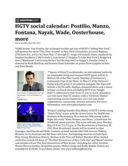 HGTV Social Calendar: Postilio, Manzo, Fontana, Nayak, Wade, Oosterhouse, More Cherie Saunders, May 15Th, 2011