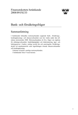 Bank- Och Försäkringsfrågor